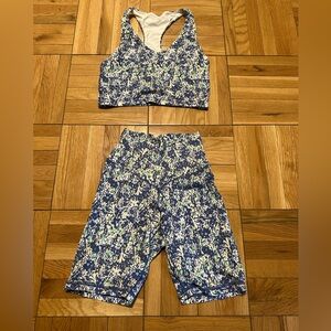 Aerie Blue and Green Floral Bike Shorts